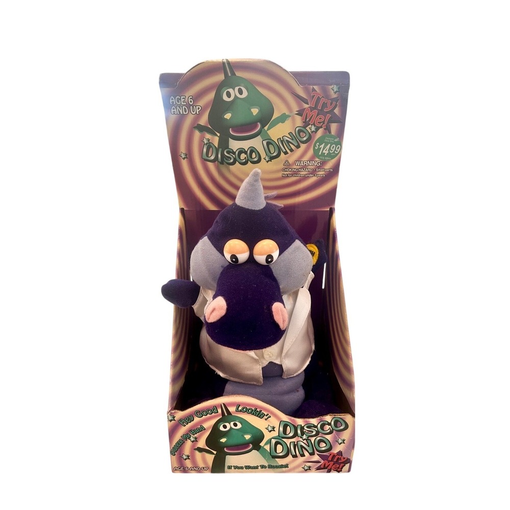 Gemmy Industries Disco Dino Plush Toy Musical Animated Lights Boxed Vintage 1996